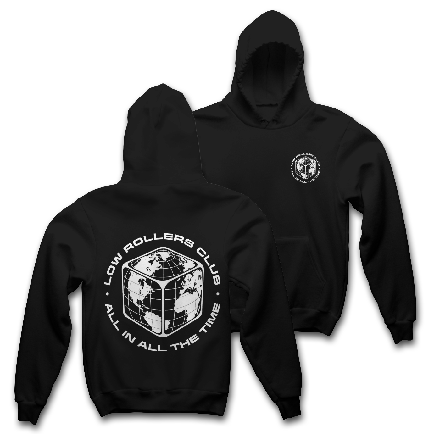 " GLOBAL ENTERPRISE " HEAVYWEIGHT HOODIE - BLACK/WHITE