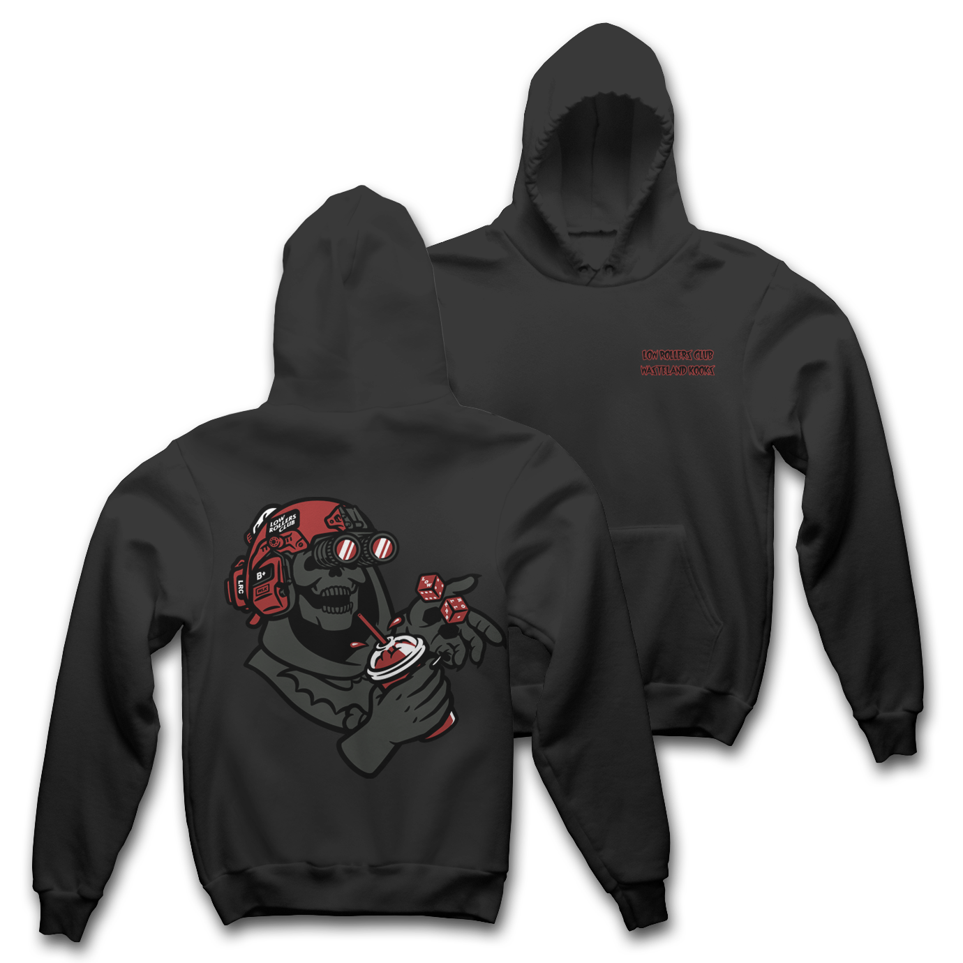 LRC x WLK - " UNLUCKY MISFORTUNE  " -  FADED BLACK HEAVYWEIGHT HOODIE