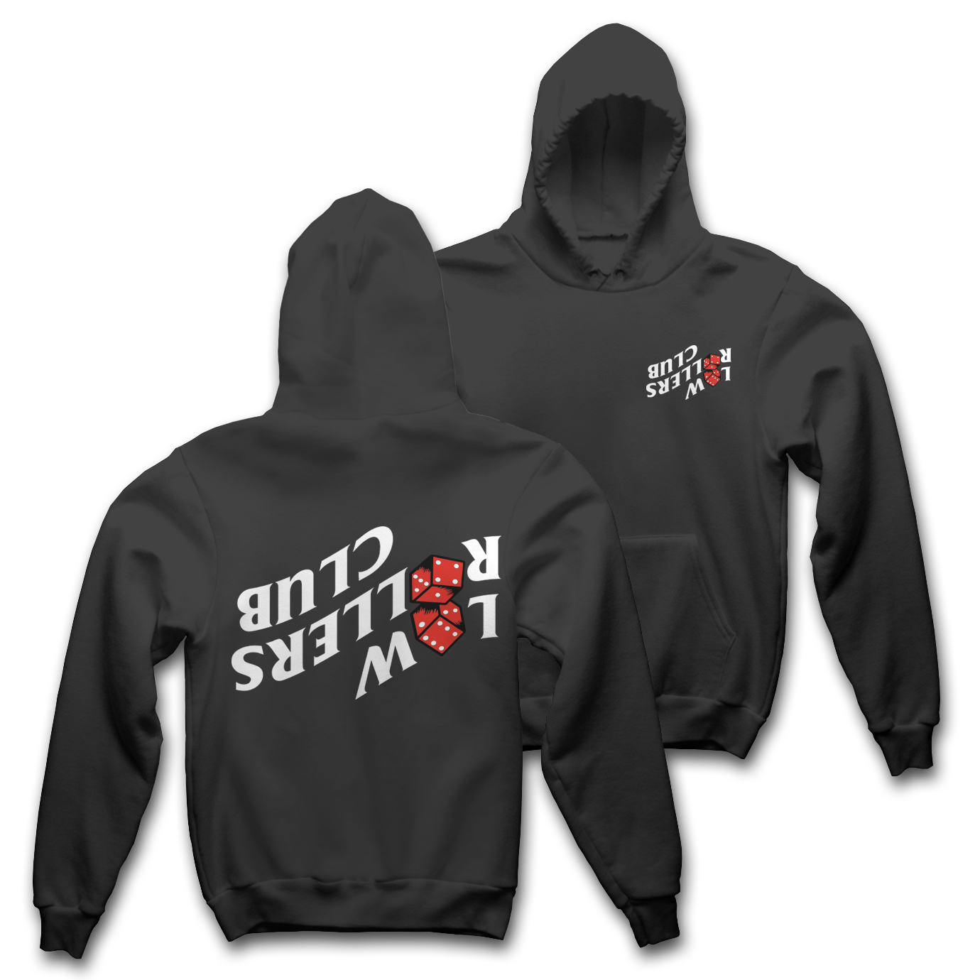 " FLIP IT SKETCHY DICE " -  HEAVYWEIGHT HOODIE - FADED BLACK