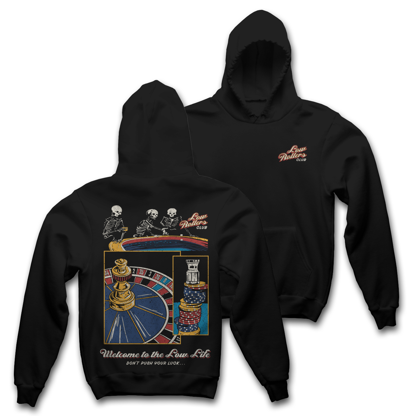 " LOW LIFE " - HEAVYWEIGHT HOODIE - BLACK