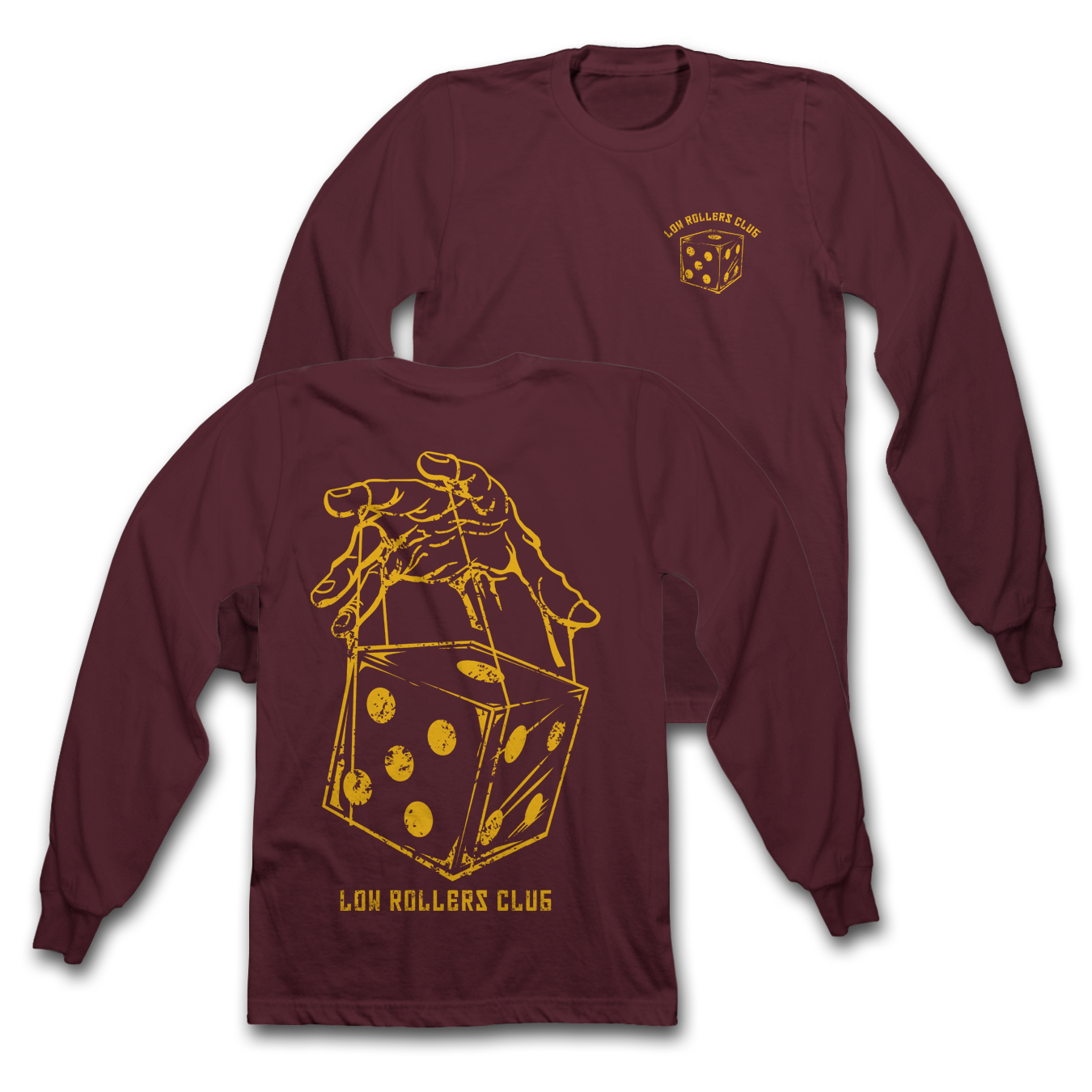 " MASTER OF DICE " - LONG SLEEVE - MAROON/GOLD