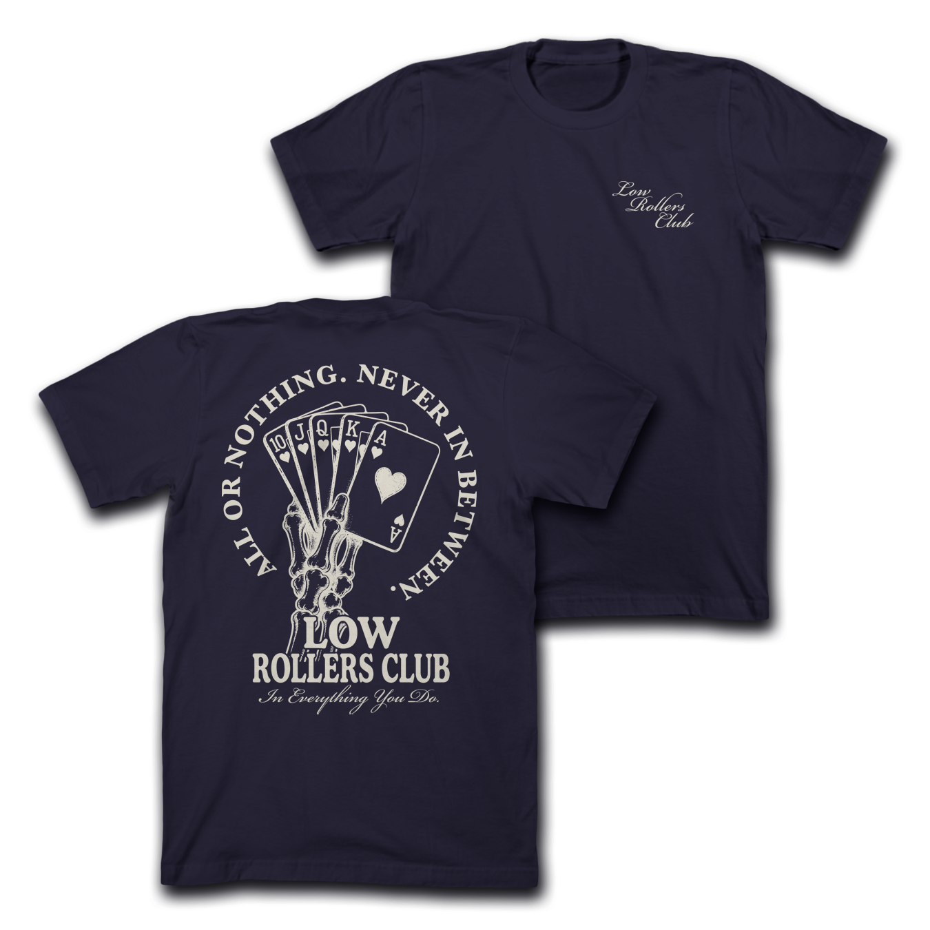 "NEVER IN BETWEEN " - NAVY/BONE HEAVYWEIGHT TEE