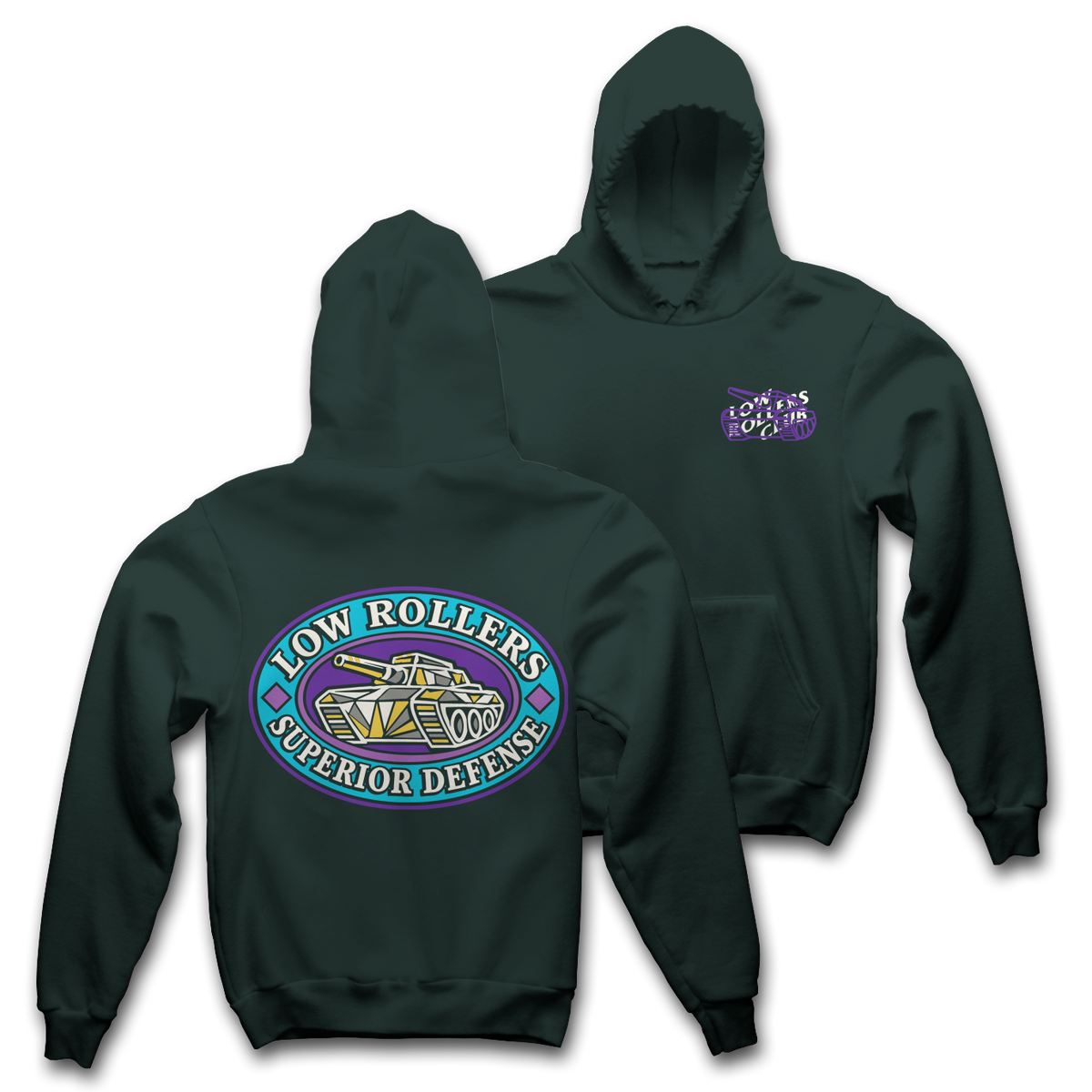 " DIAMOND DEFENSE " - HEAVYWEIGHT HOODIE - PINE GREEN
