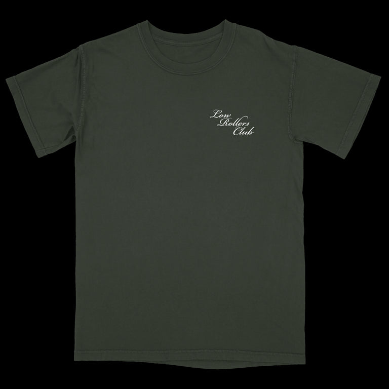 " SCRIPT " - ARMY/WHITE EMBROIDERED HEAVYWEIGHT TEE